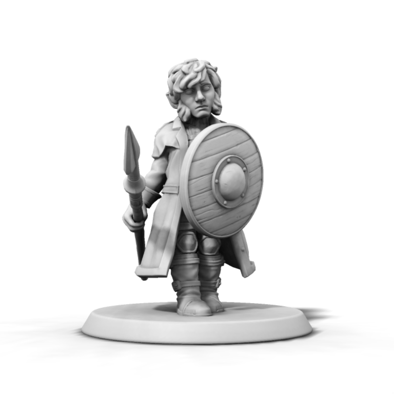 Halfling Fighter with Shield and Spear